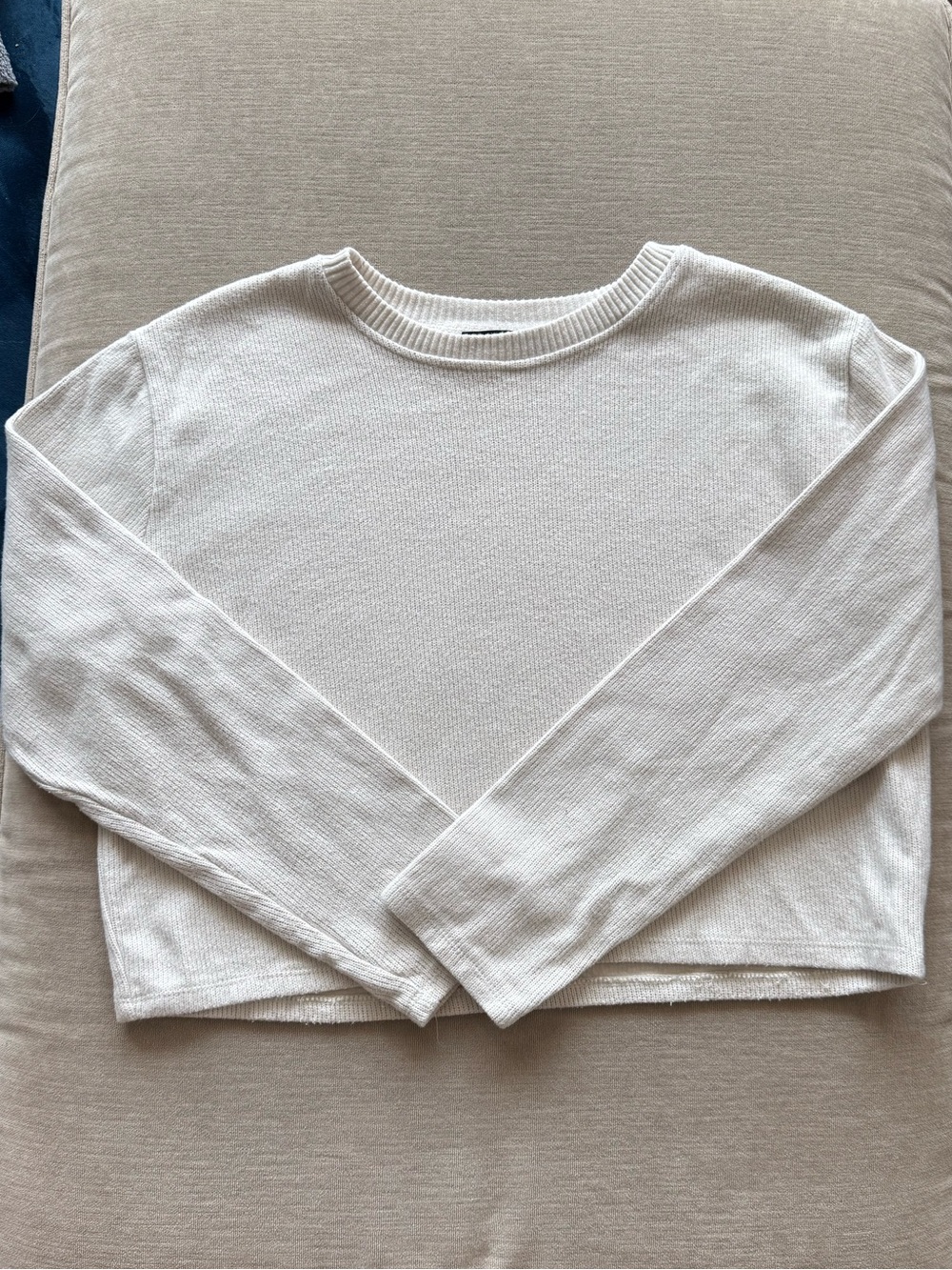 Zara Off-White Ribbed Crewneck Sweater